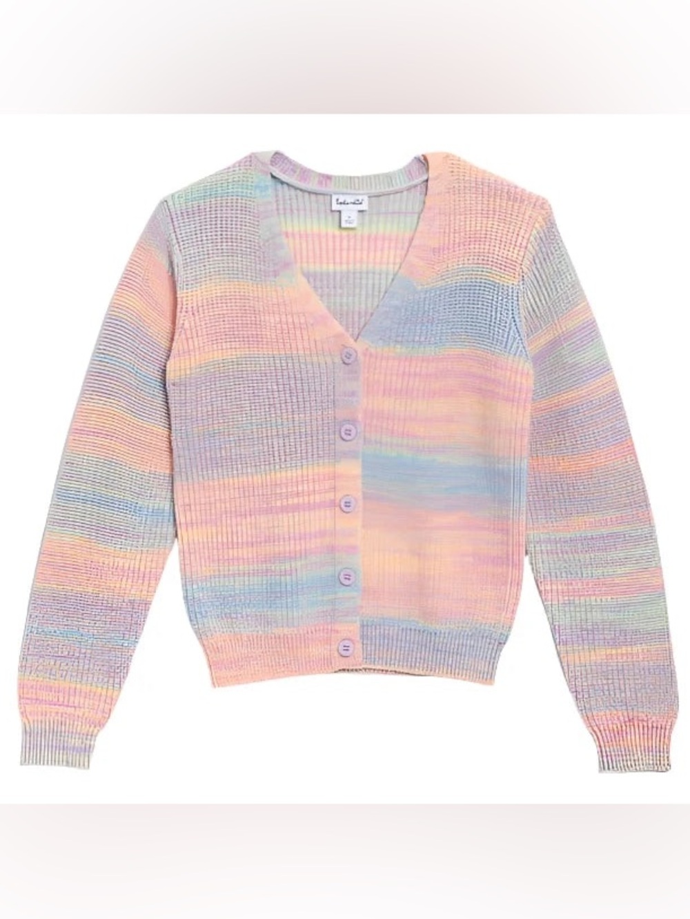 Splendid Sunset Marl Pastel Multicolor V-Neck Cardigan Sweater Girls size 4
